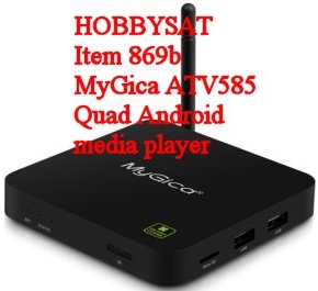 Front and rightside of MyGica ATV 585 Quad Core Android TV Box.